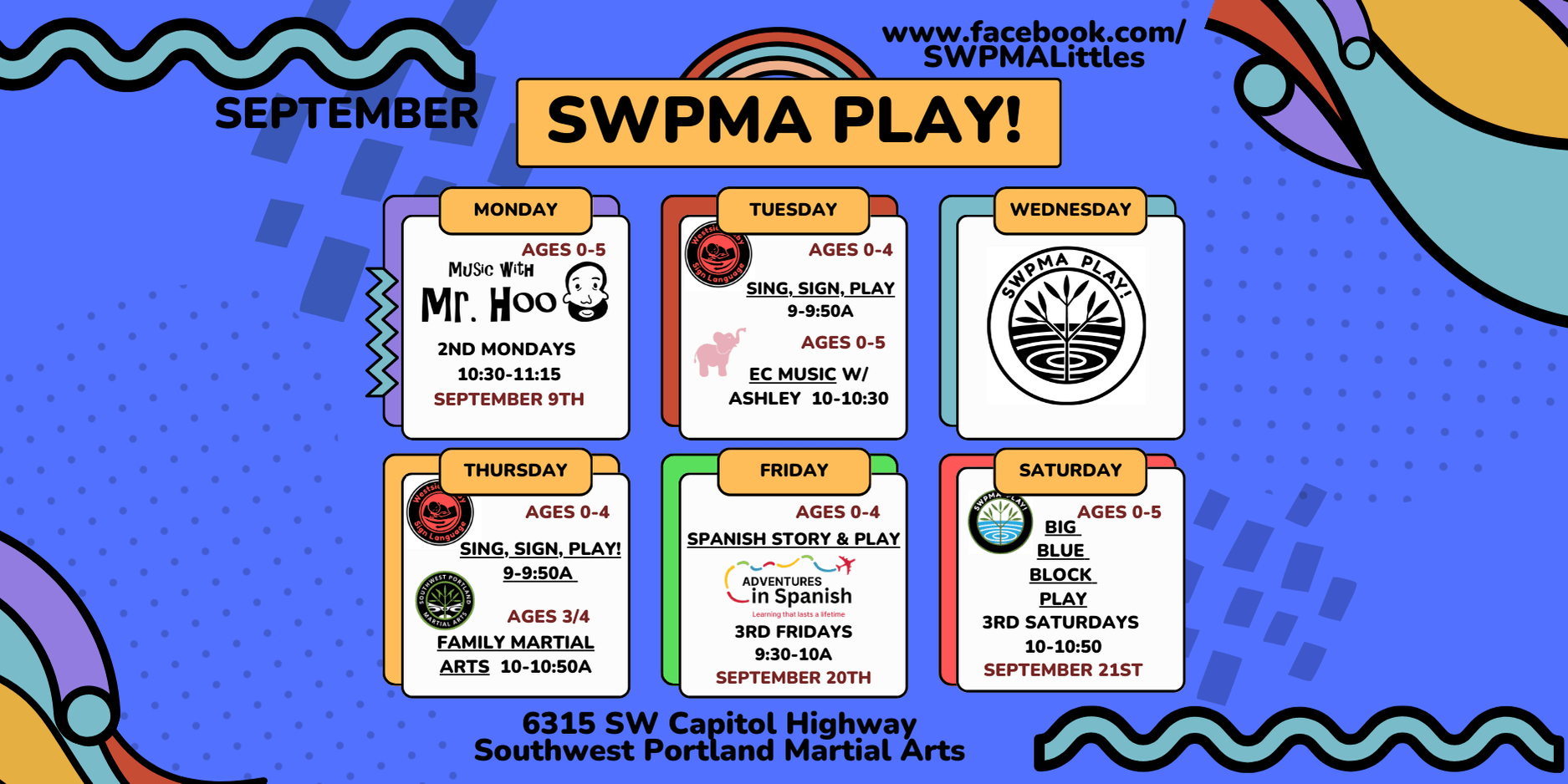 SWPMA Play! Sept Schedule